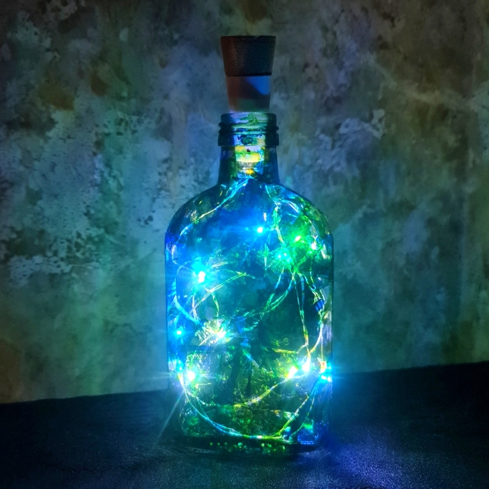 Illuminated Glass Alcohol Ink Art Decor USB LED Lights Strand EUC